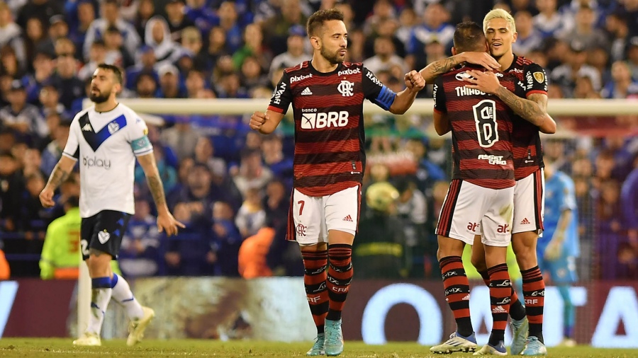 El festejo del primer gol de Flamengo de Pedro el que inici la goleada Foto Maximiliano Luna