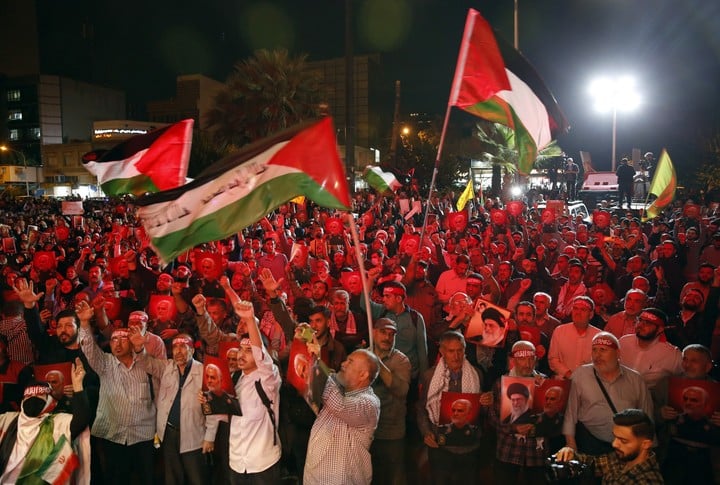 Celebración en Teherán, Irán, por los ataques de Hamas. Foto EFE
